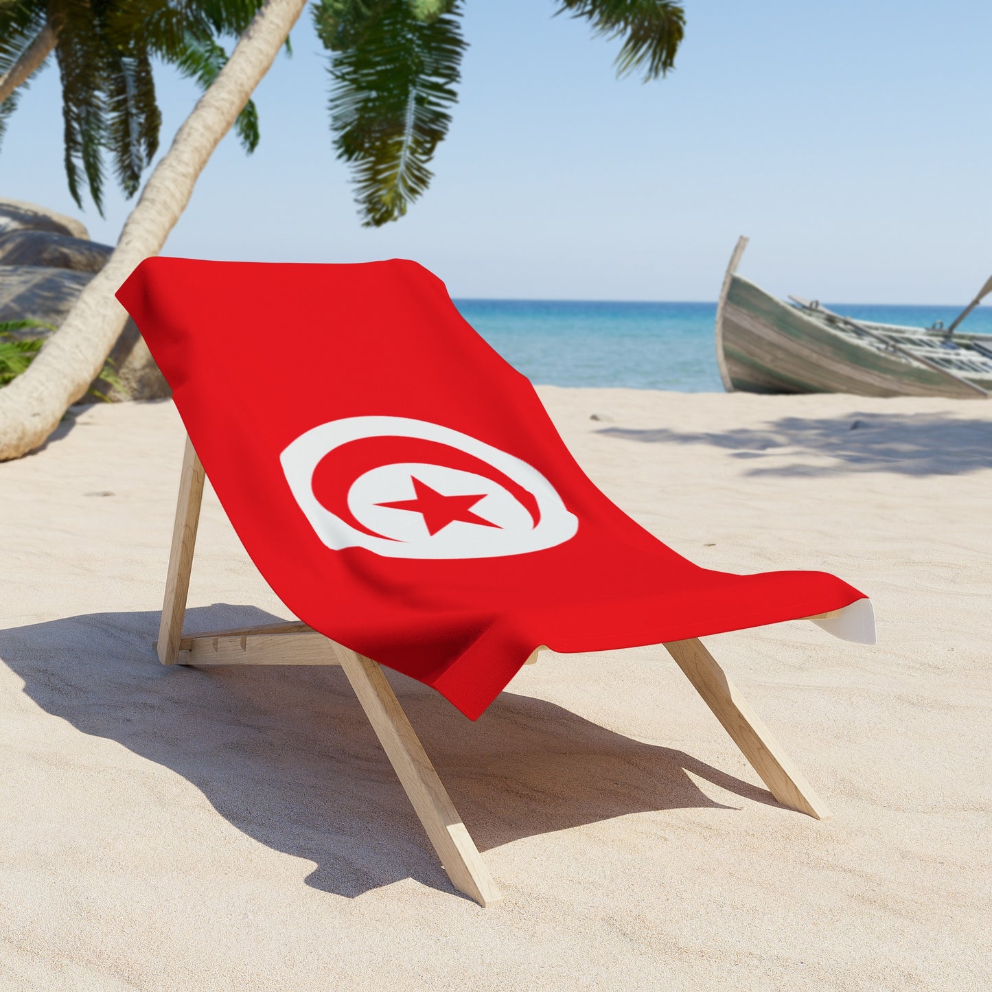 Tunisia Flag Beach Towel - Vibrant Red Towel for Summer Fun & Pool Parties