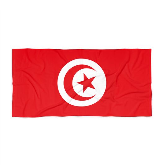 Tunisia Flag Beach Towel - Vibrant Red Towel for Summer Fun & Pool Parties