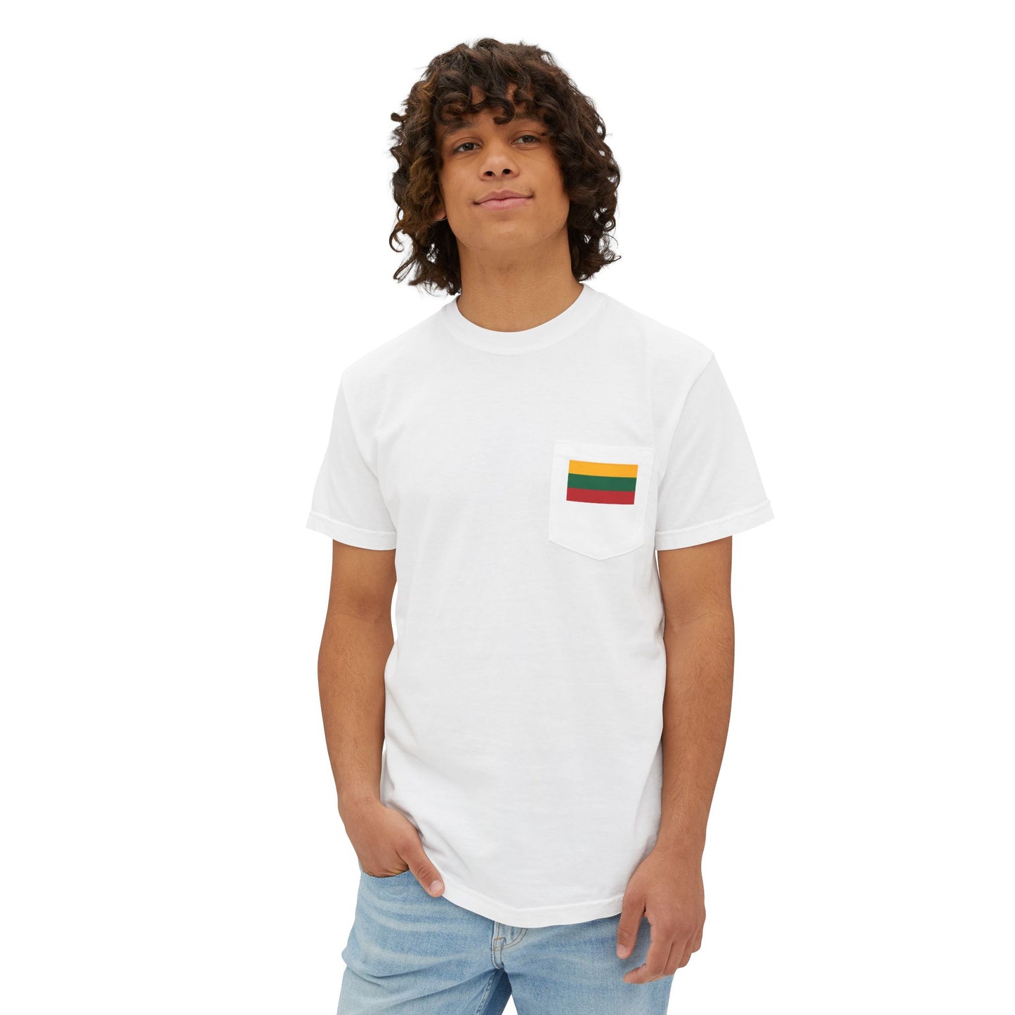 Lithuanian Flag Pocket T-Shirt - Unisex Garment-Dyed Tee