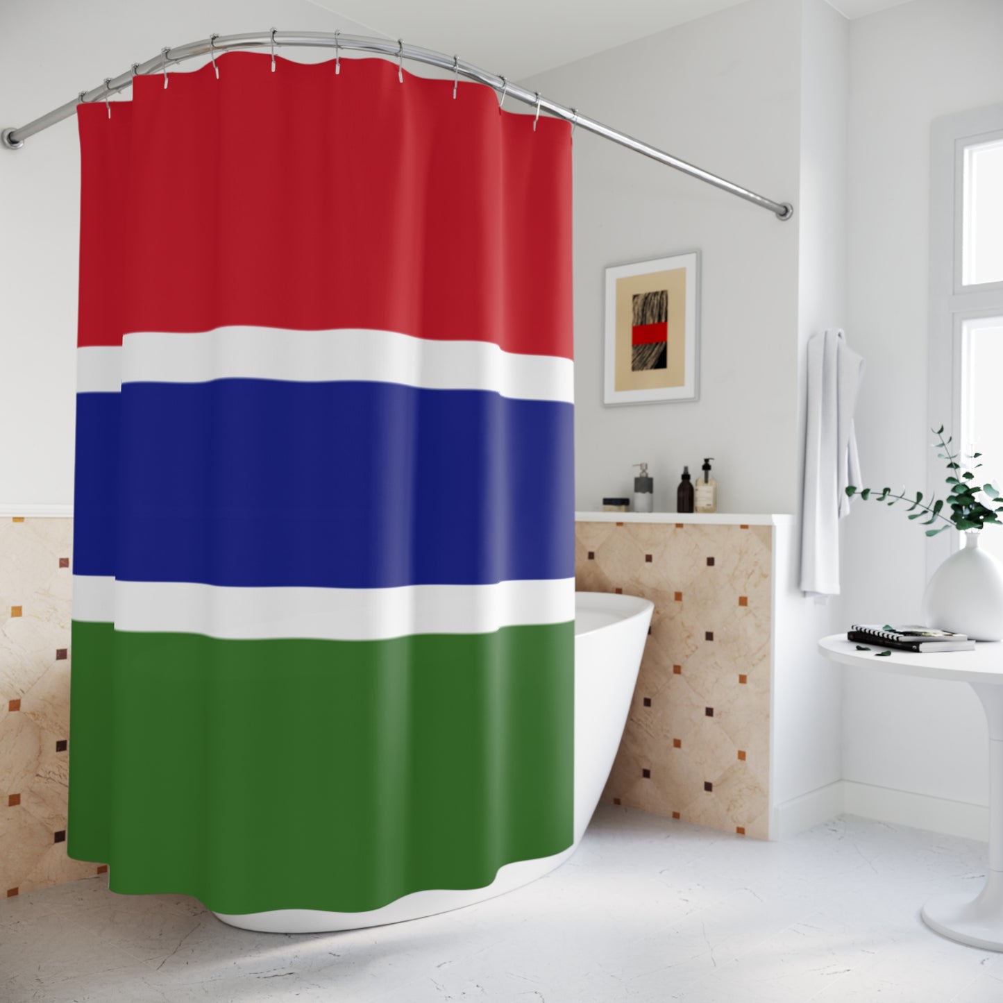 Gambian Shower Curtain - Bold Red, Blue & Green Design