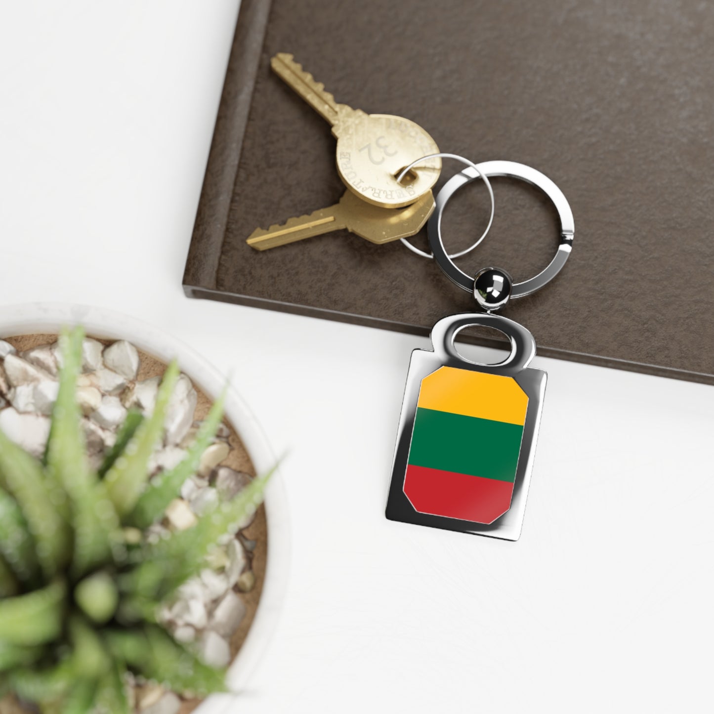 Personalized Rectangle Photo Keyring with Lithuania Flag